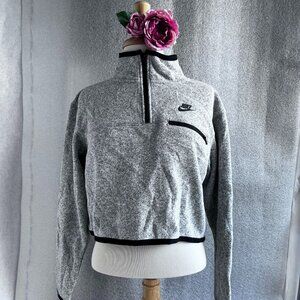Women's Nike Gray with Black piping  Cropped Half Zip Pullover Size M